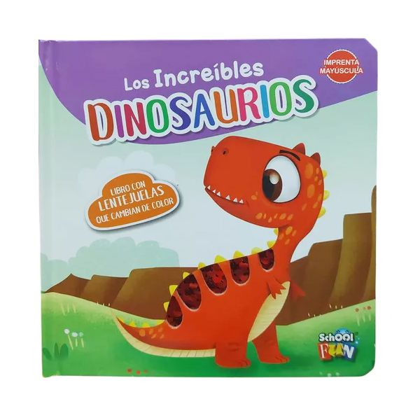 Libro Los Increíbles Dinosaurios - Tapa Dura - Con Lentejuelas Que Cambian De Color - Imprenta Mayúscula