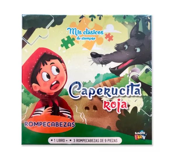 Caperucita Roja - 1 Libro - 3 Puzzles De 9 Piezas