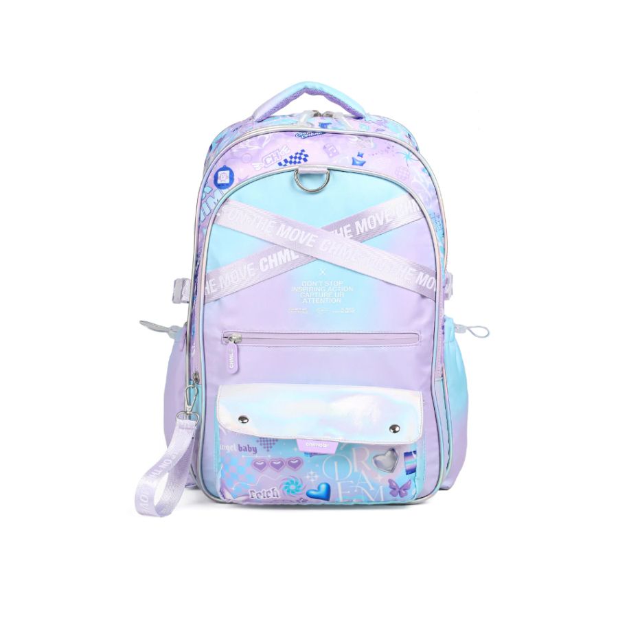 Mochila Espalda Diagonales Pop Light Purple - 18 Pulgadas