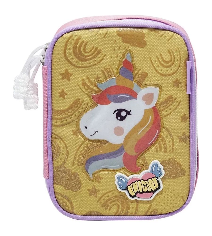 Cartuchera Canopla Unicornio Con Compartimiento y Portalapices