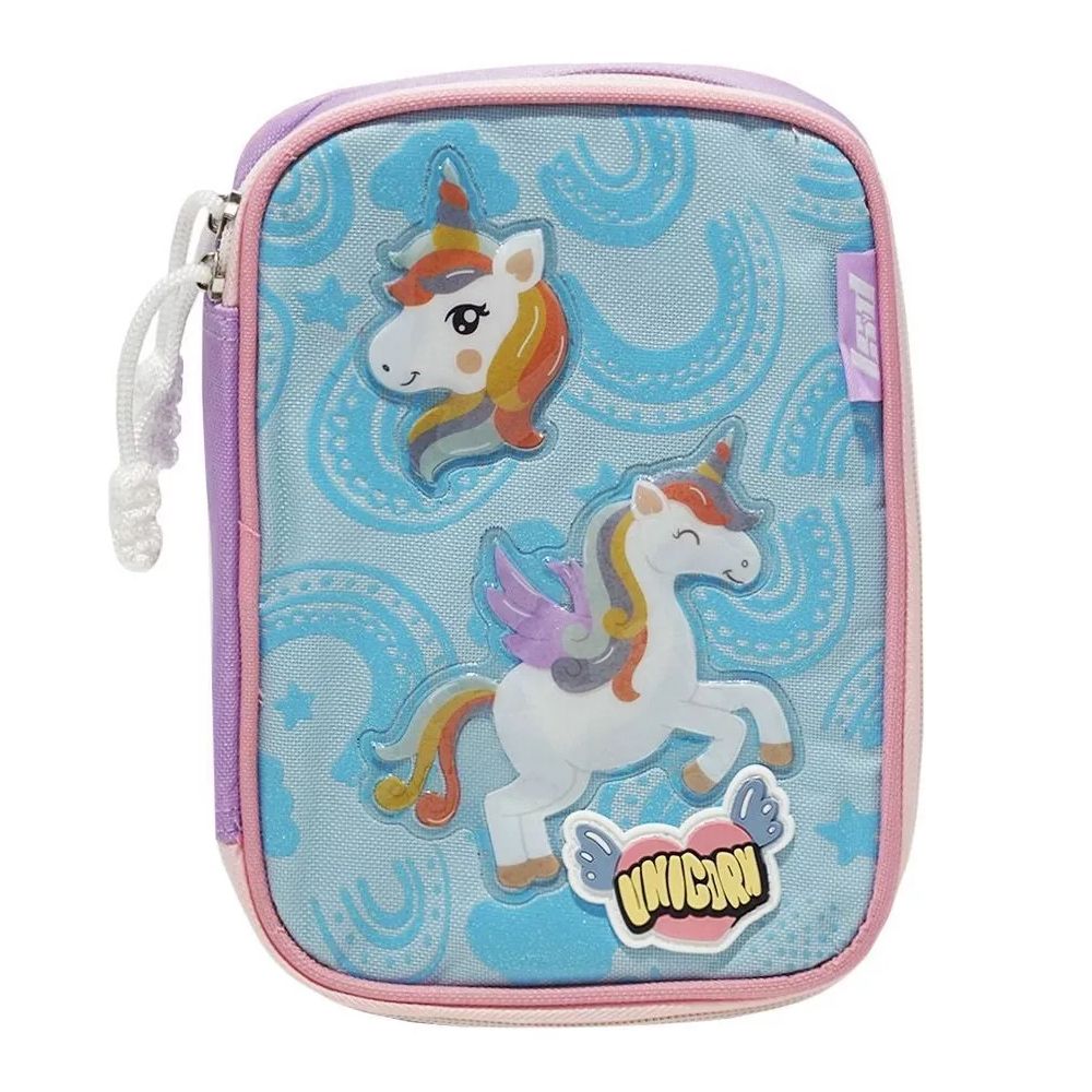 Cartuchera Canopla Unicornio Con Compartimiento y Portalapices