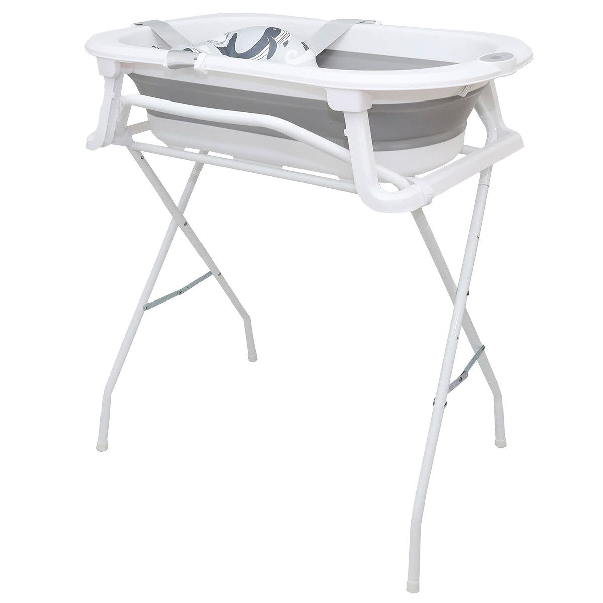 Catre de baño con bañera plegable soporte para bebe y termometro digital