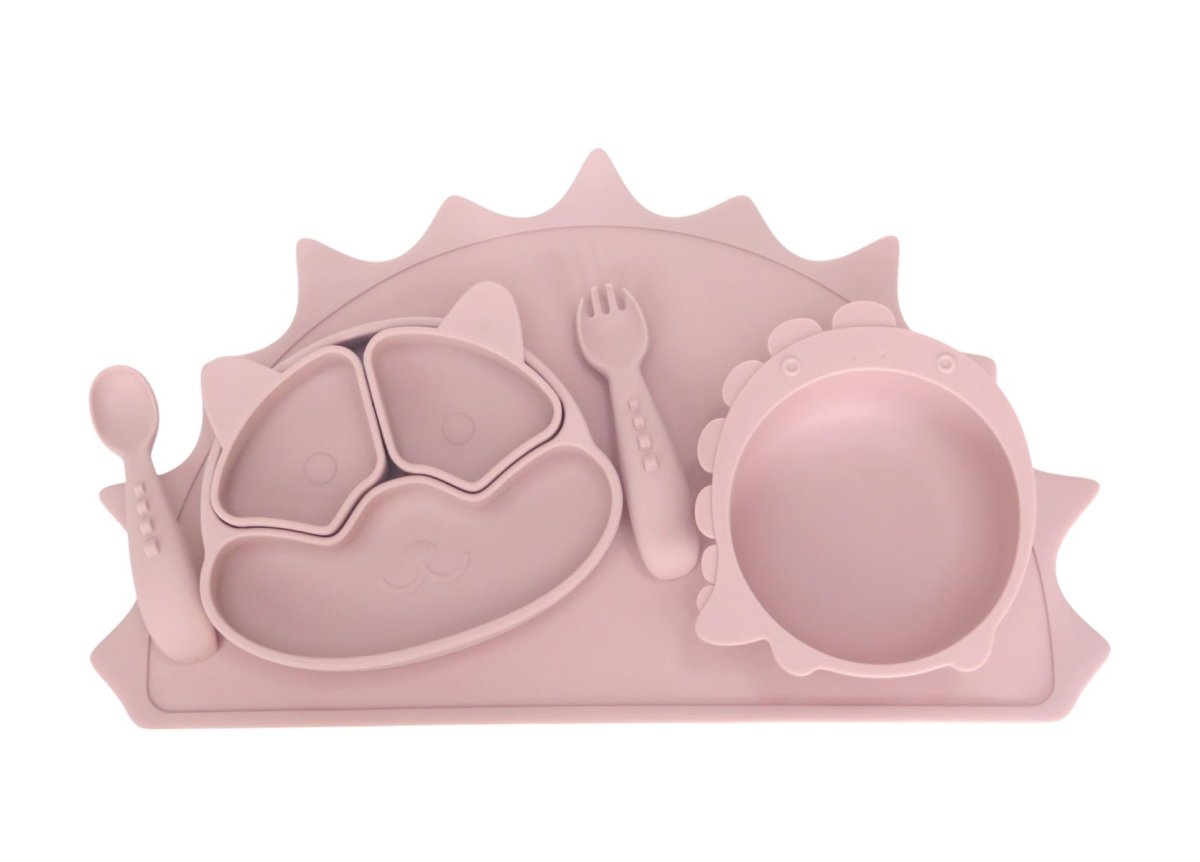 Set de Silicona Plato Con Divisiones+Bowl+Cubierto