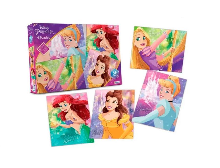 Puzzle Rompecabezas Princesas 4 En 1: 56 Piezas