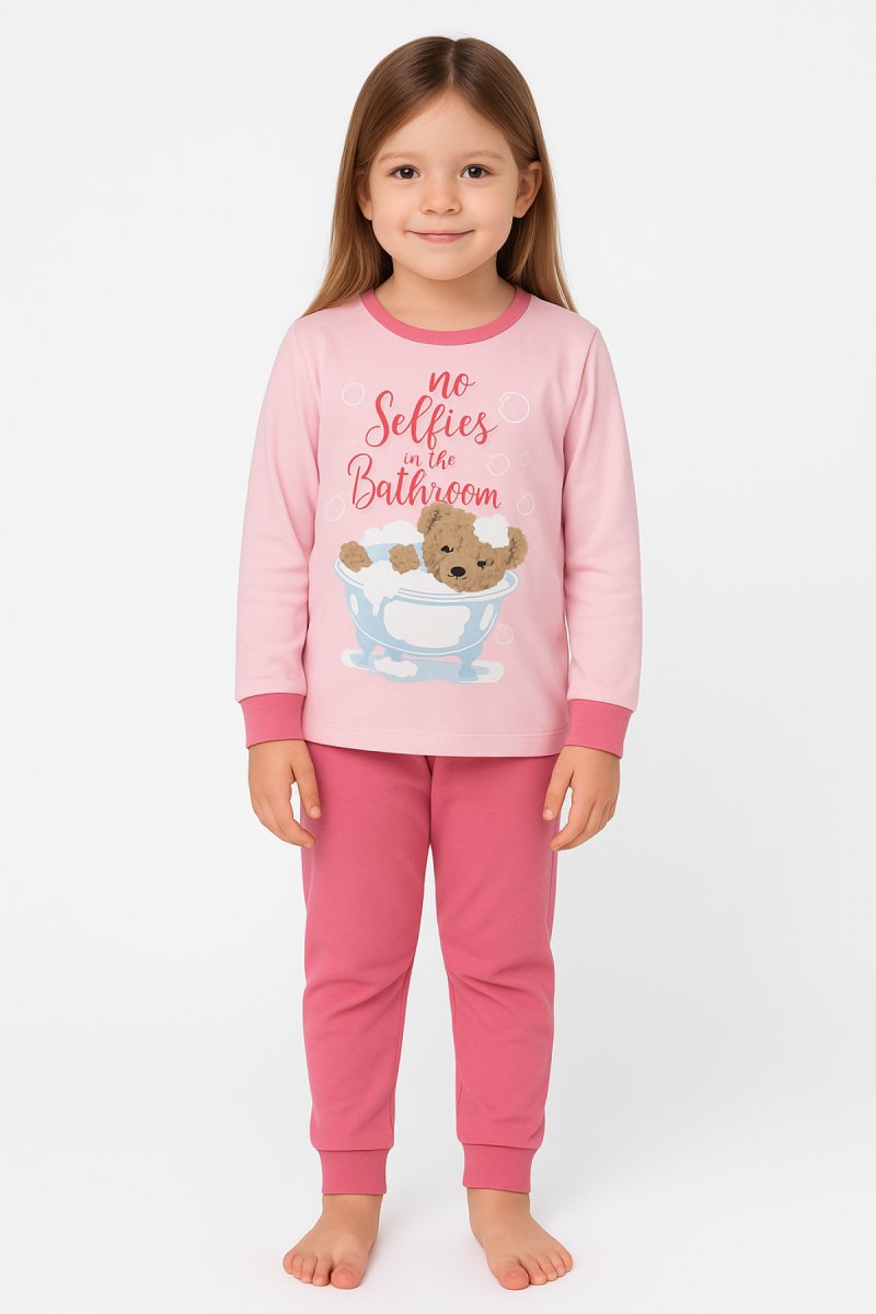 Pijama Interlock Manga Larga Estampado Oso