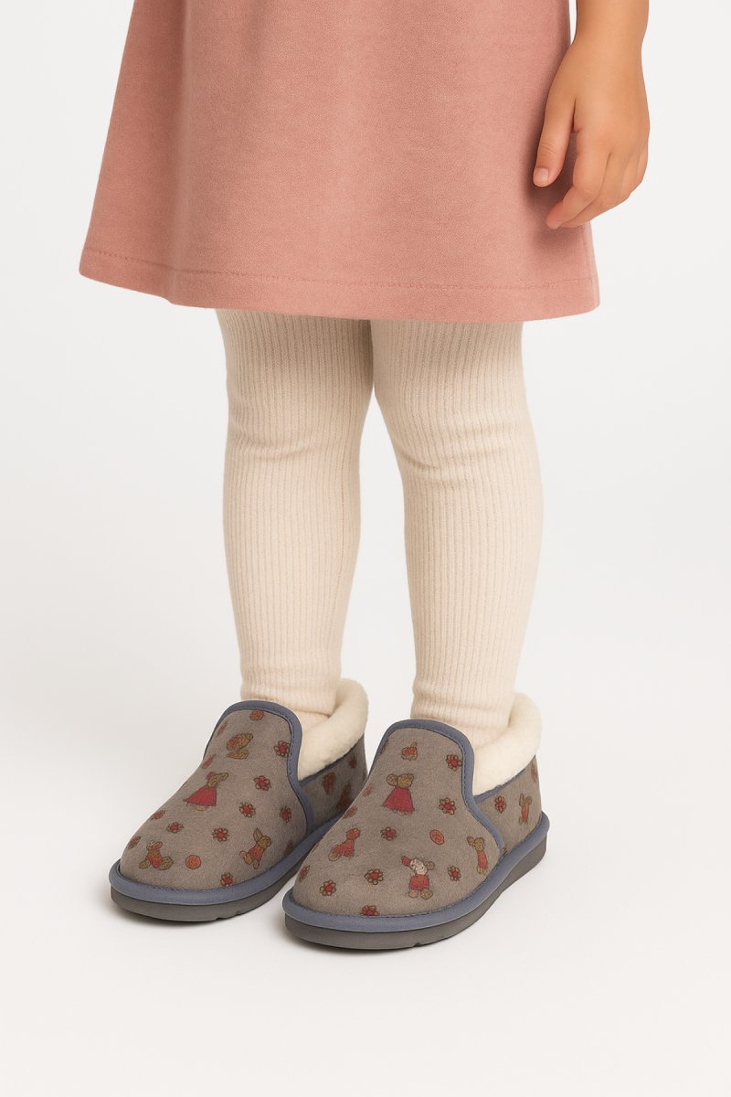 Pantufla Piel Con Corderito Interno  Estampada