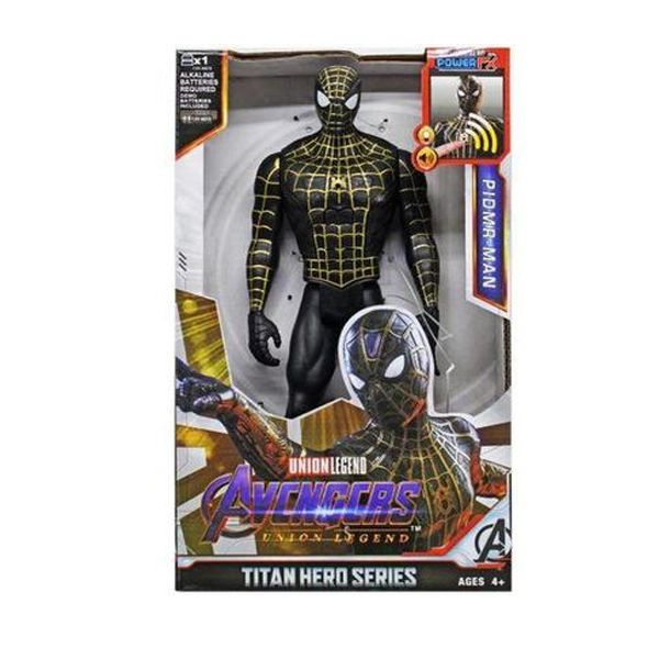 Muñeco Figura de Acción Spiderman Hombre Araña Negro/Dorado - Avengers Marvel - Luz Y Sonido