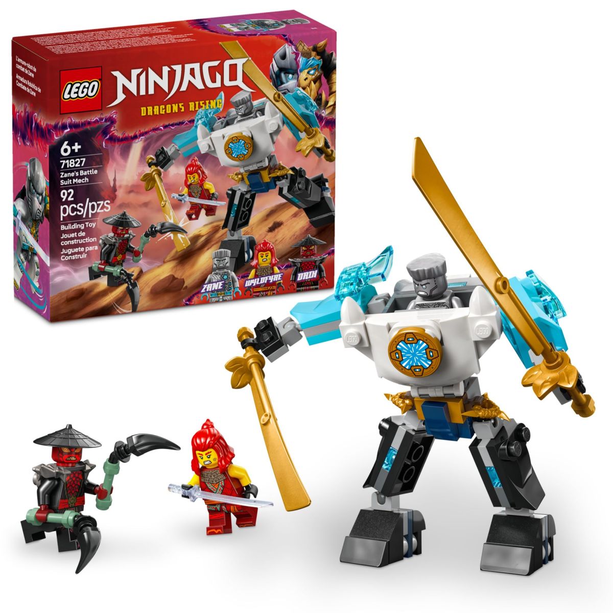 Armadura Robotica De Comabte De Zane - Zane's Battle Suit Mech - Ninjago Dragons Rising - 92 Piezas