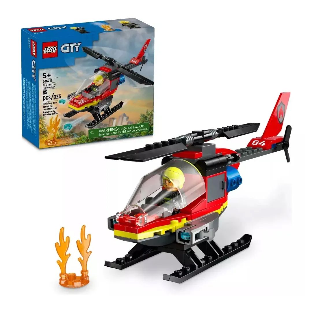Helicoptero De Rescate De Bomberos - Fire Rescue Helicopter - Lego City - 85 Piezas
