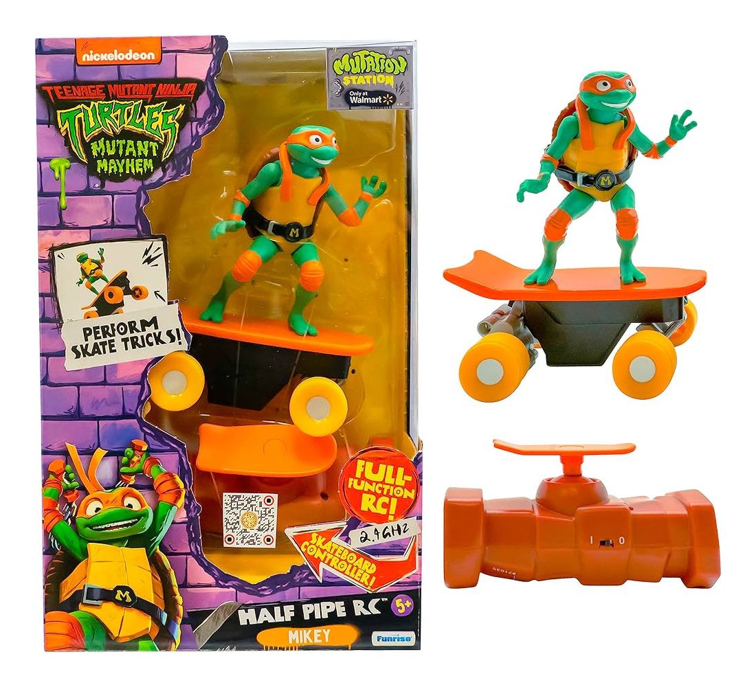 Tortugas Ninja Half Pipe Skaters Con Figura A Radio Control - Michelangelo - Mikey