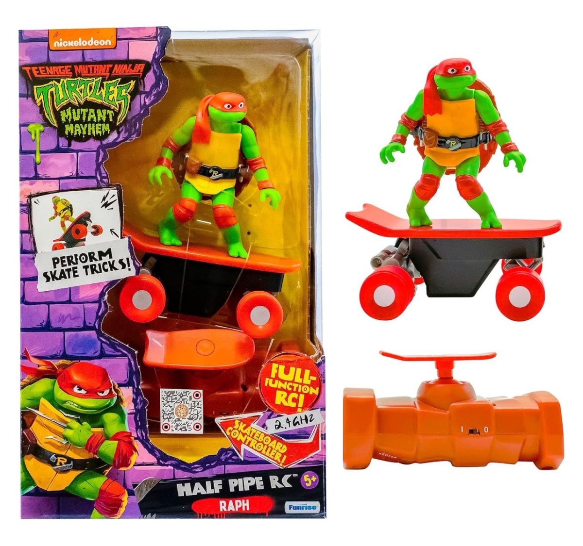 Tortugas Ninja Half Pipe Skaters Con Figura A Radio Control - Raphael - Raph