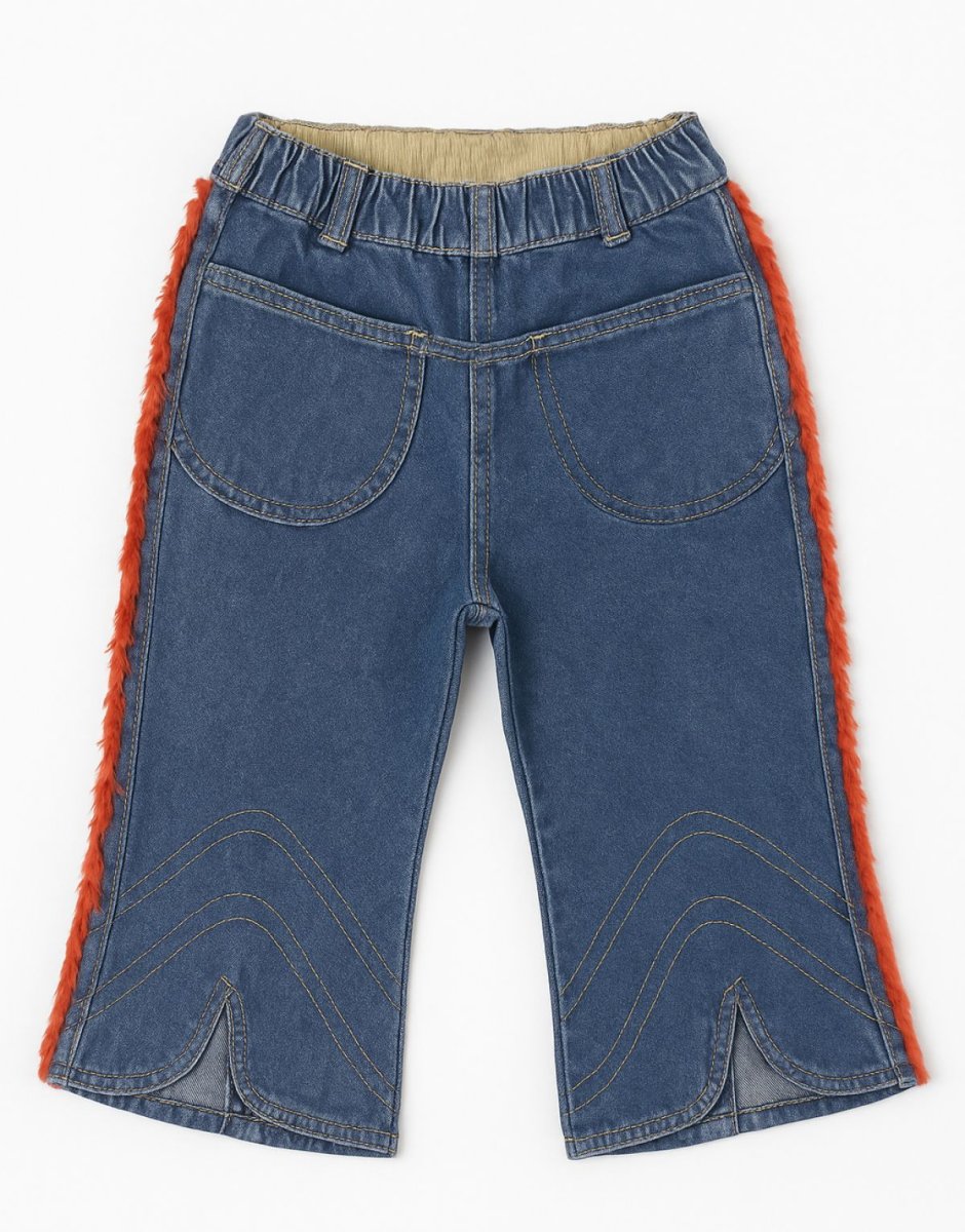 Pantalon Jean con Piel a Los Lados