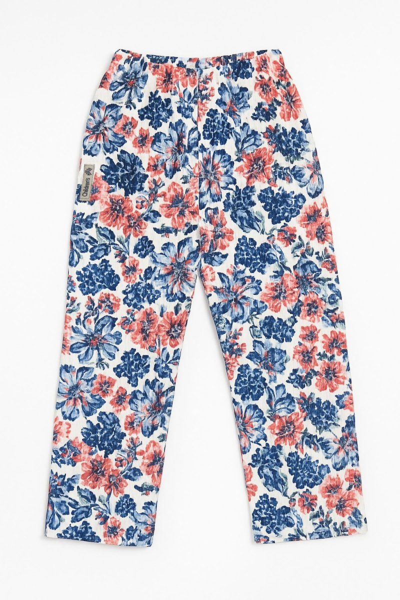 Pantalon de Corderoy Floreado Con Cinturon Elaztizado