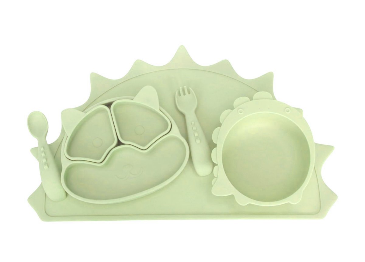 Set de Silicona Plato Con Divisiones+Bowl+Cubierto