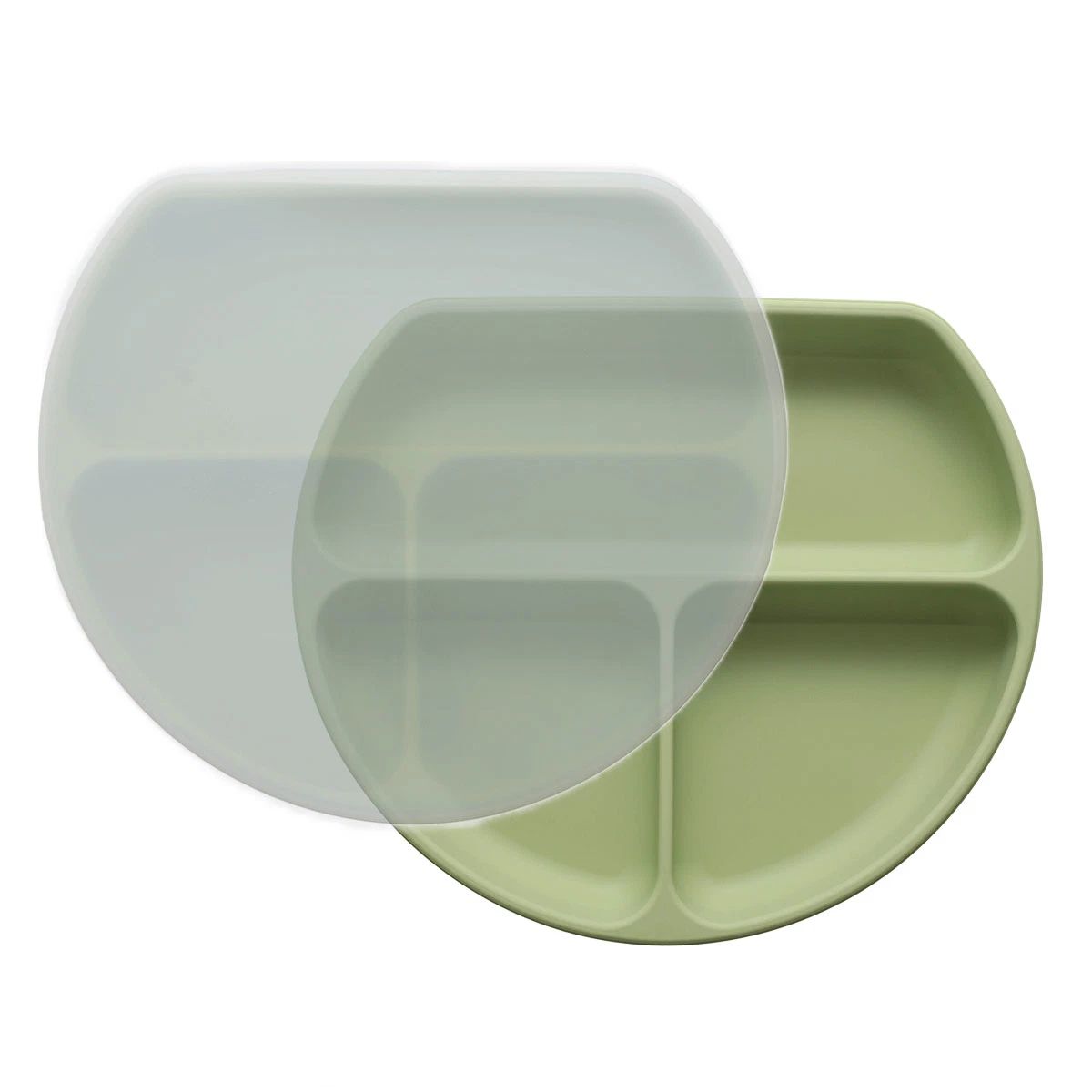 Plato De Silicona Con 3 Divisiones y Tapa