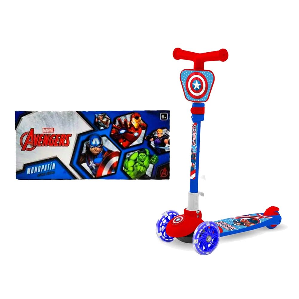 Monopatin Infantil Avengers Capitan America Plegable Con Luces En Las Ruedas