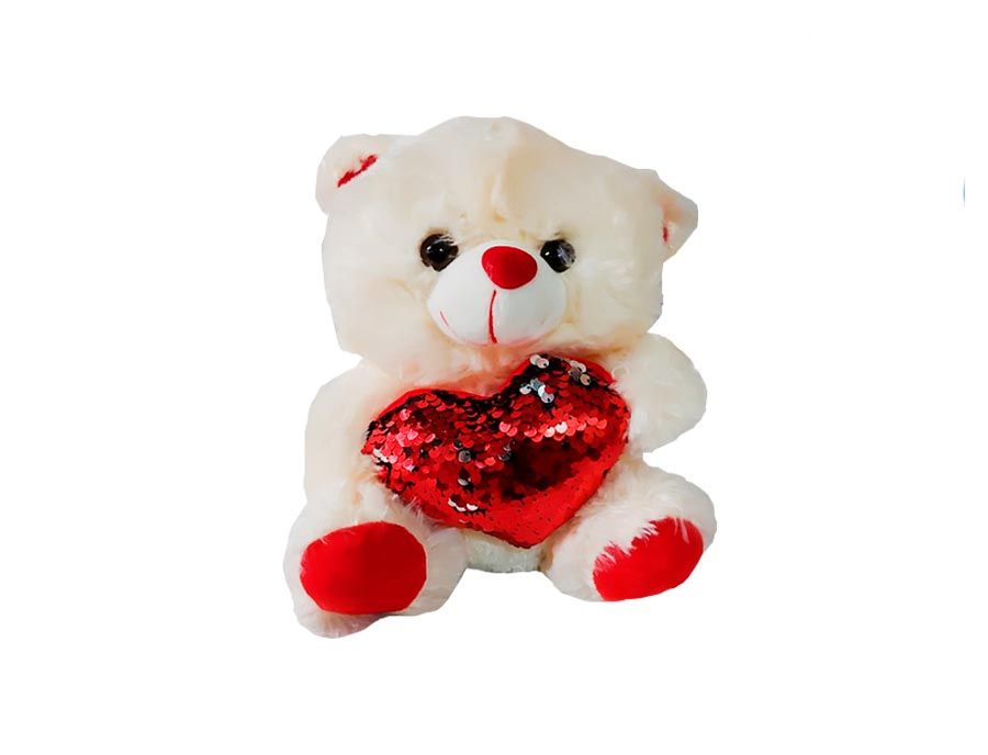 Oso De Peluche Con Corazon De Lentejuelas Reversible