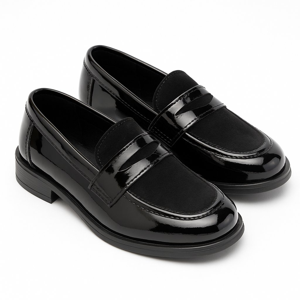 Zapato Mocasin Combinado Con Gamuza y Taco