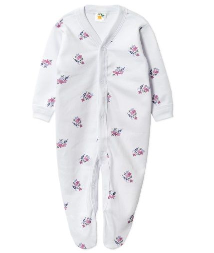 Enterito Algodon Estampado De Flores Con Pie