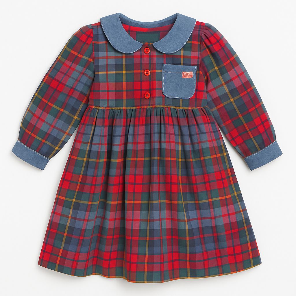 Vestido Viyela Con Cuello Baby