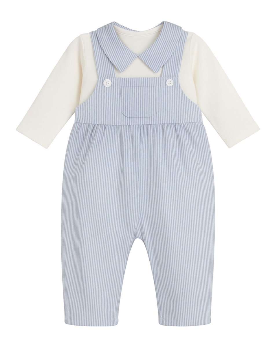 Jardinerito Algodon Con Manga Larga Rayado