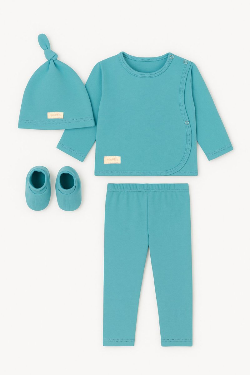 Set 4 Piezas Algodon Batita Pantalon Gorro Escarpines