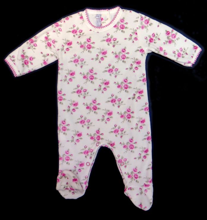 Enterito Floreado De Plush Manga Larga Con Pie