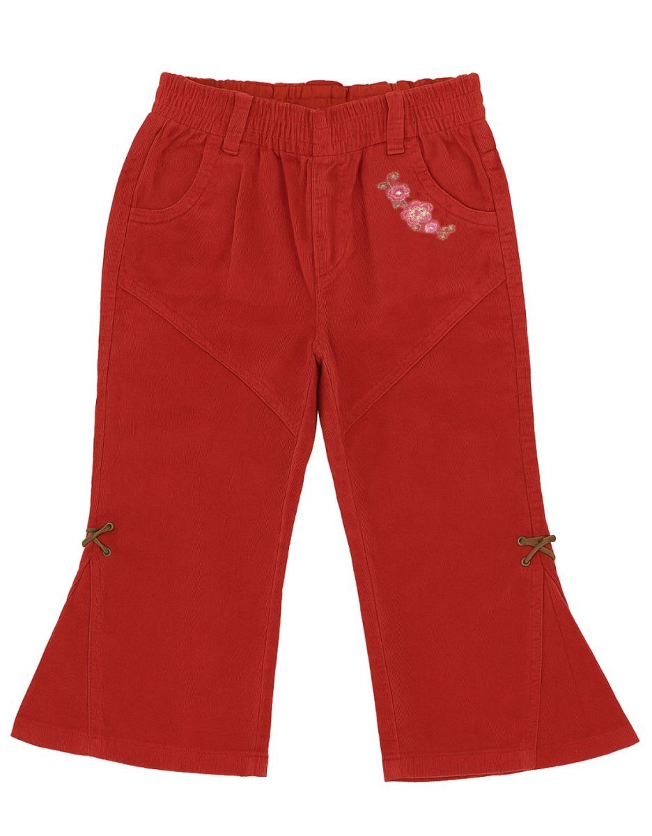 Pantalon de Corderoy Oxford con Flores Bordadas