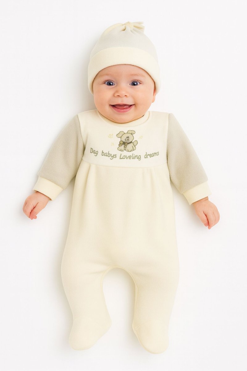 Enterito de Polar con Pie Perro Bordado - Con Gorro