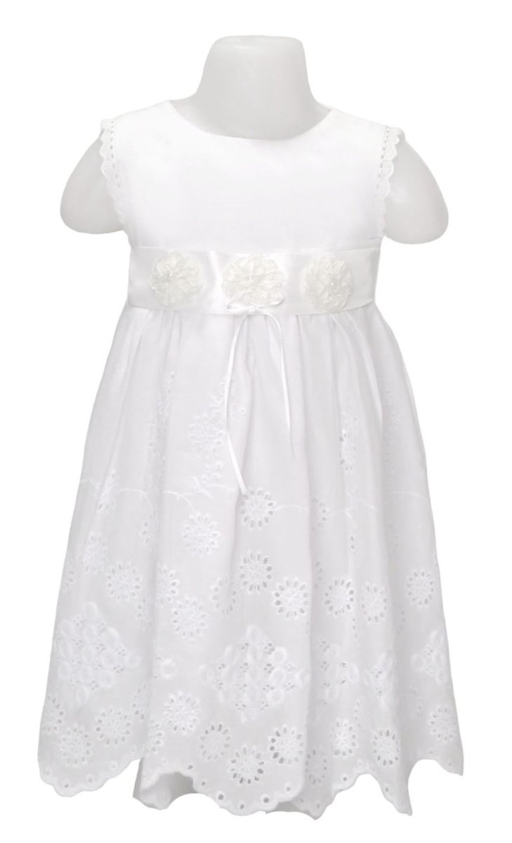 Vestido Broderie con cinta razo de flores