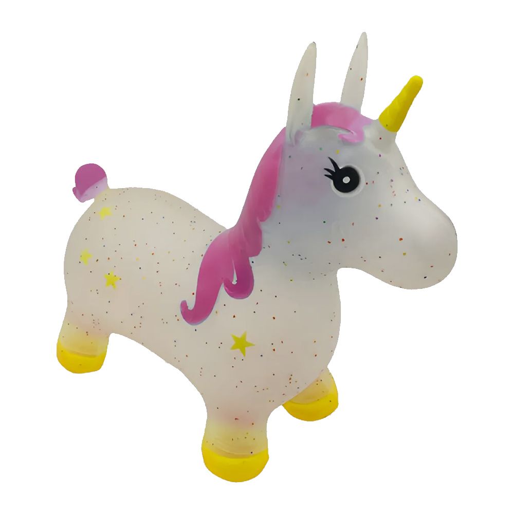 Unicornio Saltarin Inflable Transparente Con Estrellitas