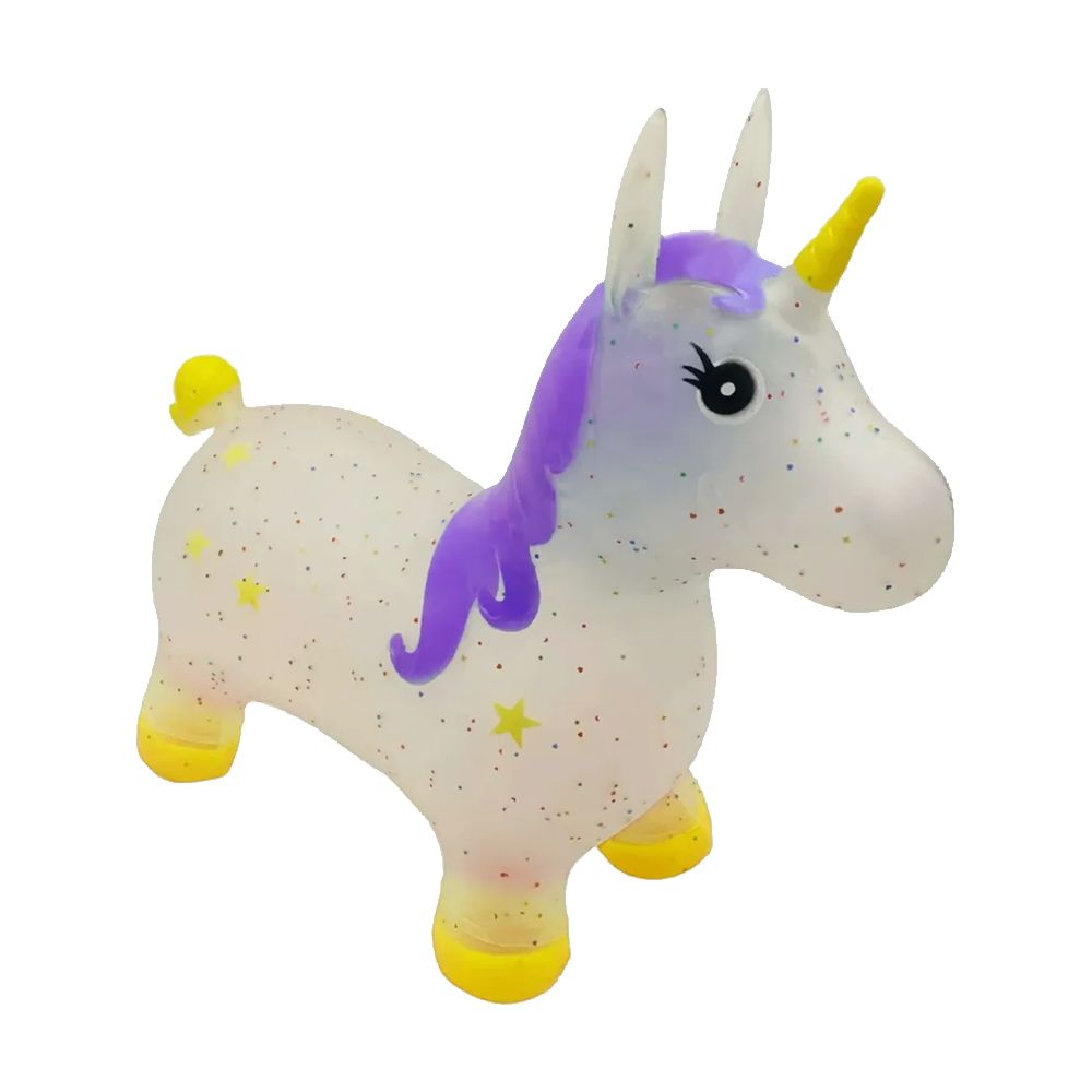 Unicornio Saltarin Inflable Transparente Con Estrellitas