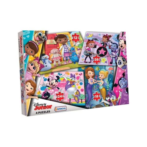 Puzzle Disney Junior 4 En 1: 12, 18, 24 y 36 Piezas - Rompecabezas