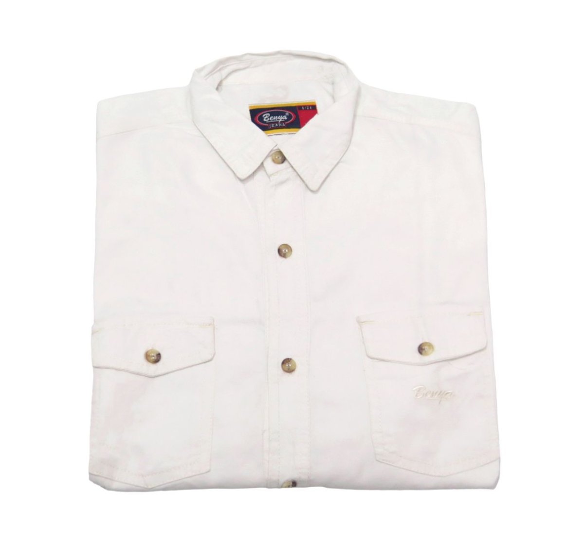 Camisa Manga Larga Gabardina Lisa Con Dos Bolsillo