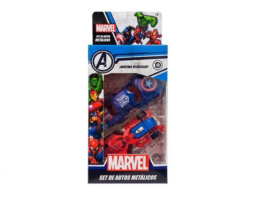 Set De Autos Metalicos Avengers Marvel X2: Capitan America - Spiderman