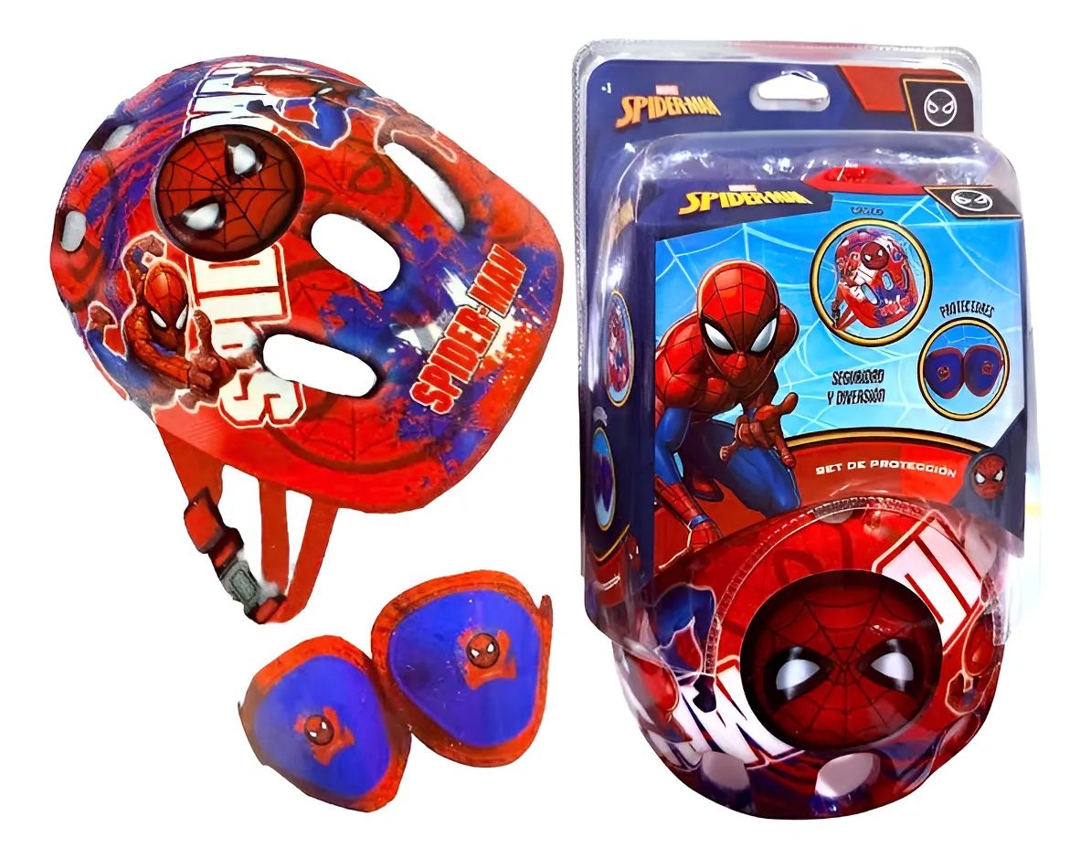 Set De Proteccion Spiderman - Hombre Araña: Casco, Rodilleras Y Coderas