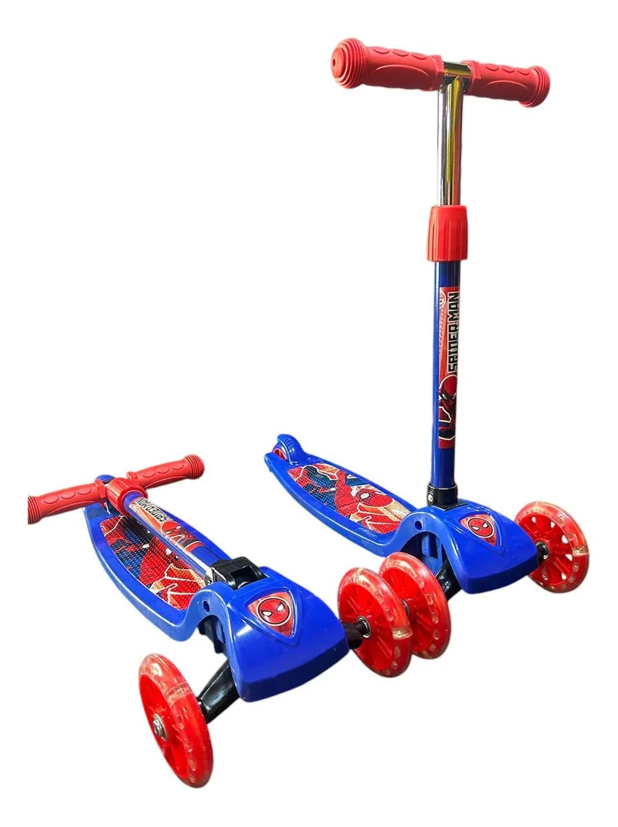 Monopatin 3 ruedas plegable spiderman con luces en las ruedas