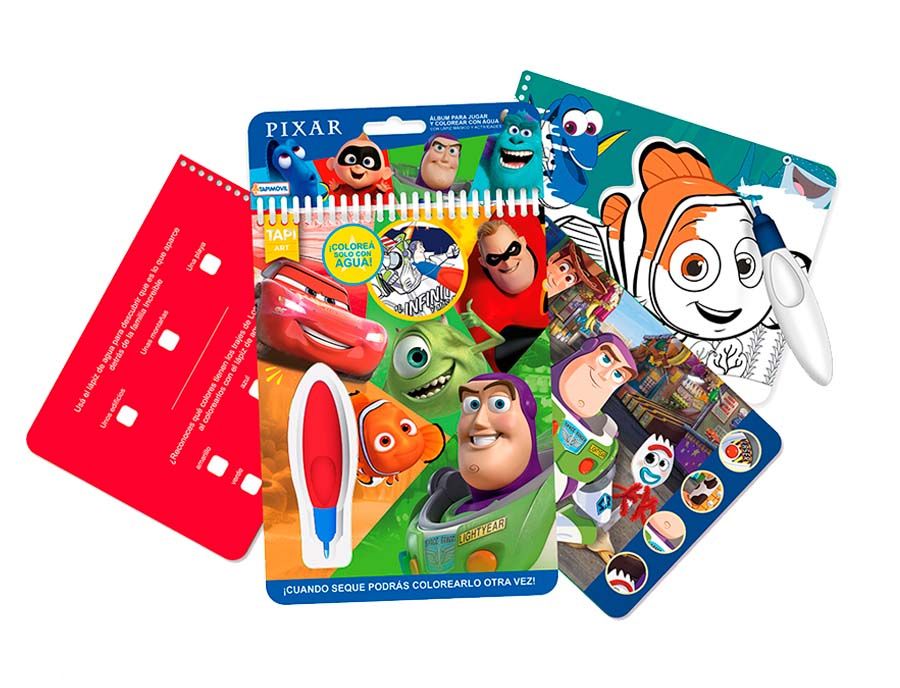 Libreta Album Para Jugar Y Colorear Con Agua Pixar - Con Lapiz Magico Y Actividades
