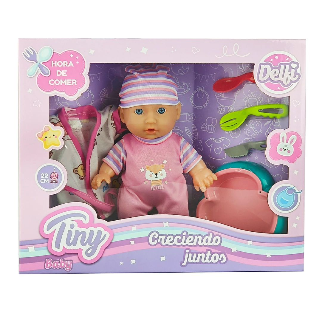 Muñeca Bebote Baby Tiny Con Accesorios - Delfi - Hora De Comer - Creciendo Juntos