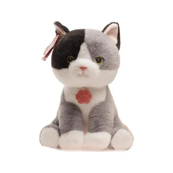 Peluche De Gato Sentado Con Collar