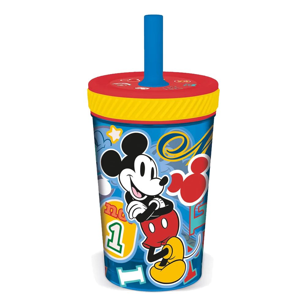 Vaso Con Sopapa Y Sorbete Silicona 370ml Mickey Mouse