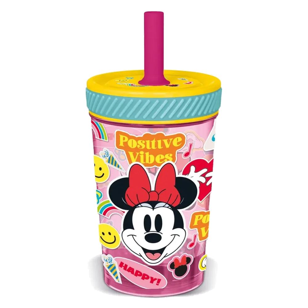 Vaso Con Sopapa Y Sorbete Silicona 370ml Minnie Mouse
