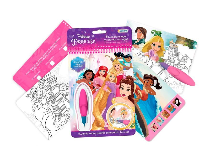 Libreta Album Para Jugar Y Colorear Con Agua Princesas - Con Lapiz Magico Y Actividades