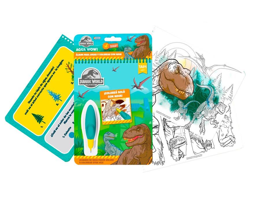 Libreta Album Para Jugar Y Colorear Con Agua Jurassic World Dinosaurio  - Con Lapiz Magico Y Actividades