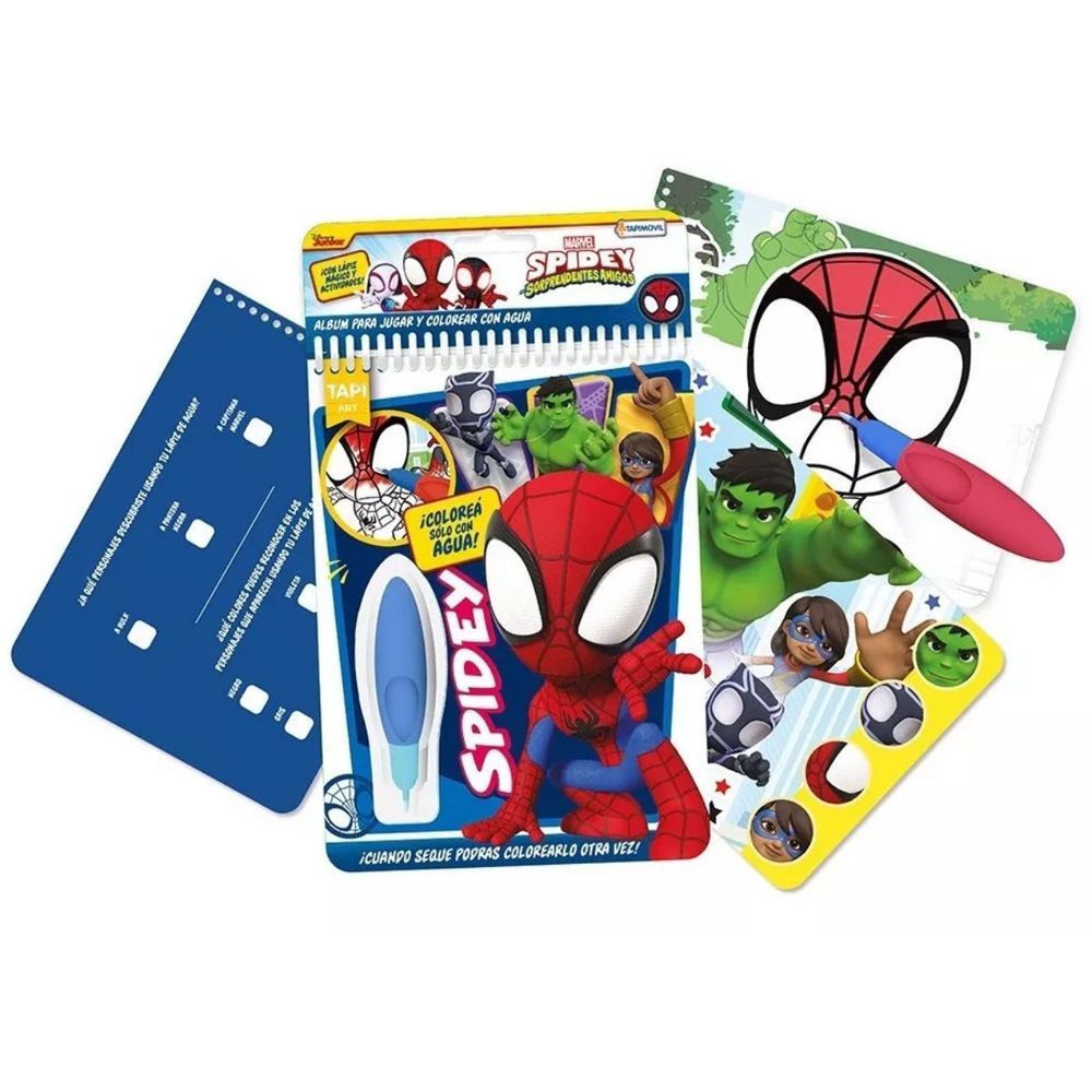 Libreta Album Para Jugar Y Colorear Con Agua Spidey Y Sus Sorprendentes Amigos - Con Lapiz Magico Y Actividades