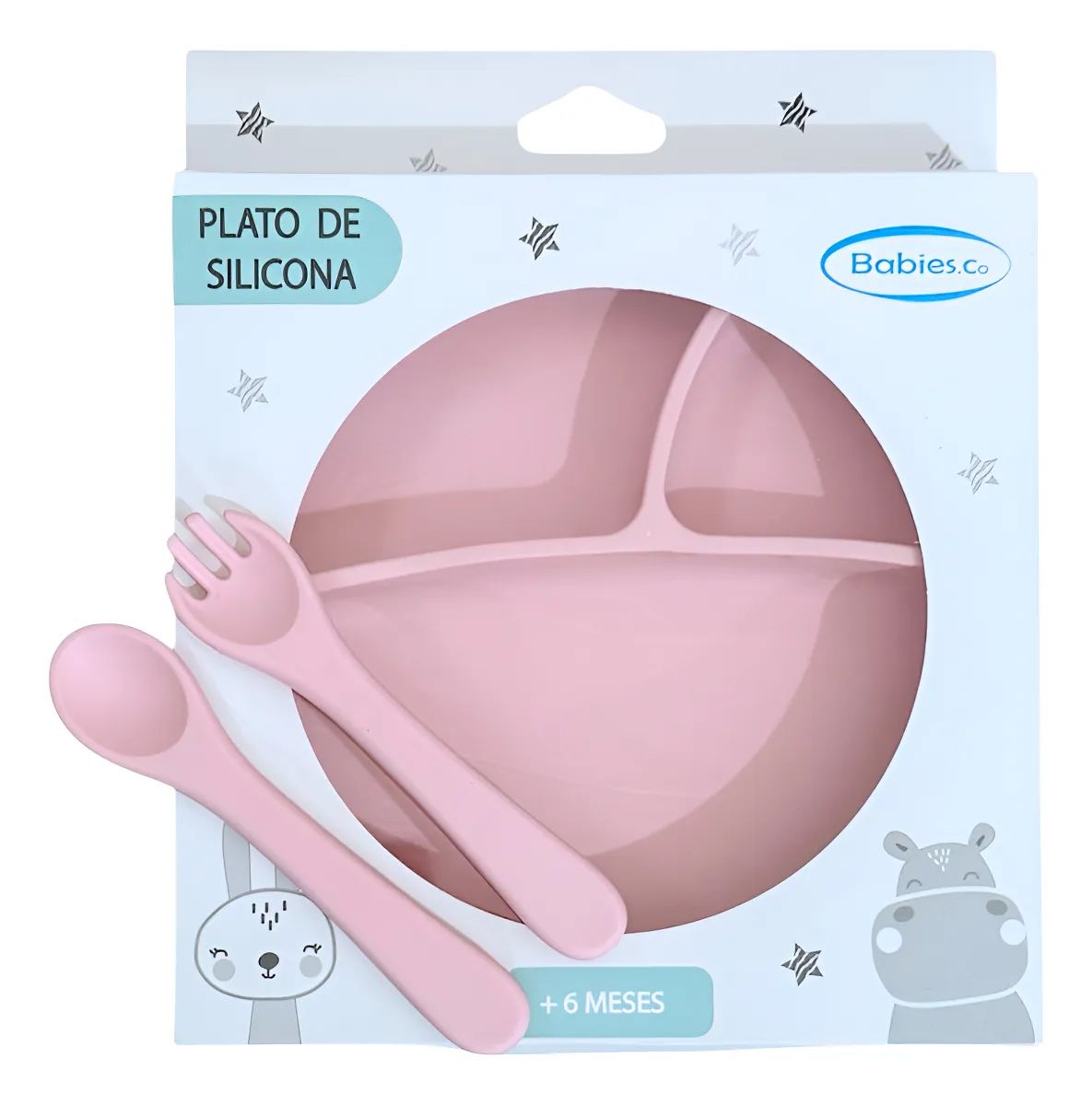 Plato De Silicona Con Divisiones + Cubiertos