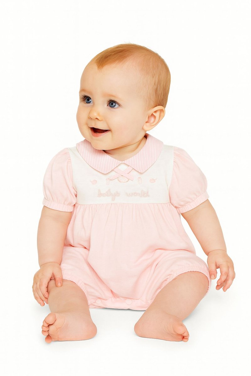 Enterito De Algodon Pañalero Manga Corta Cuello Baby