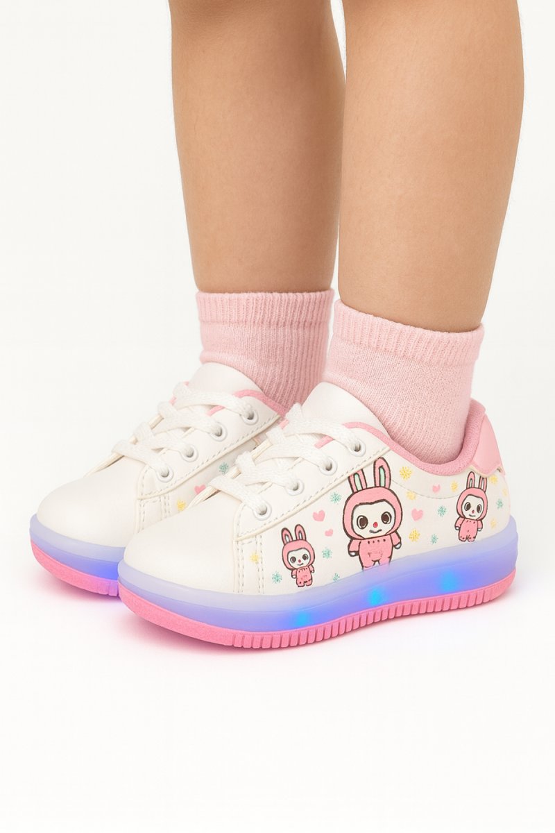 Zapatilla Ecocuero Cordon Estampado Con Luz