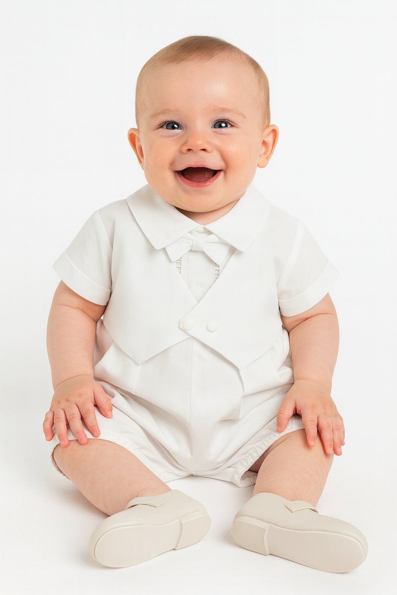 Enterito Batista De Algodon Con Alforza y Moño