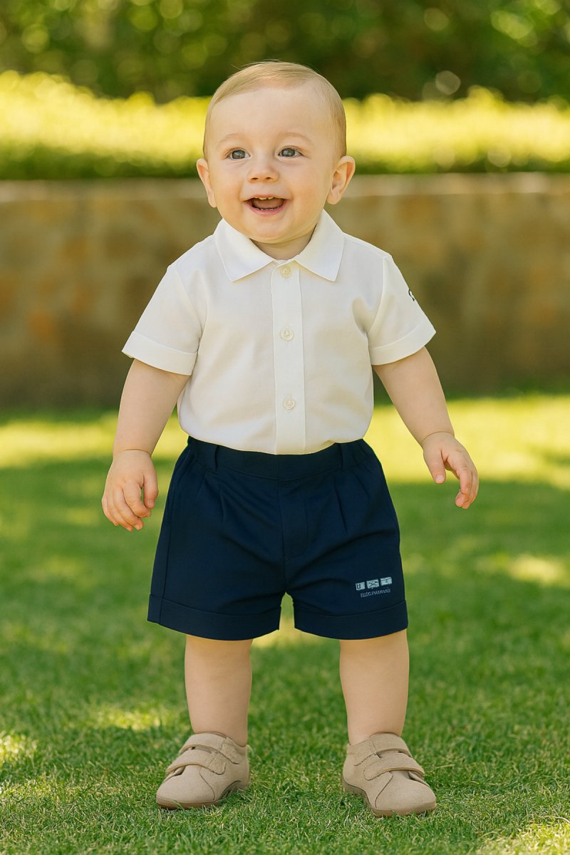 Conjunto Bautismo Short y Camisa Manga Corta